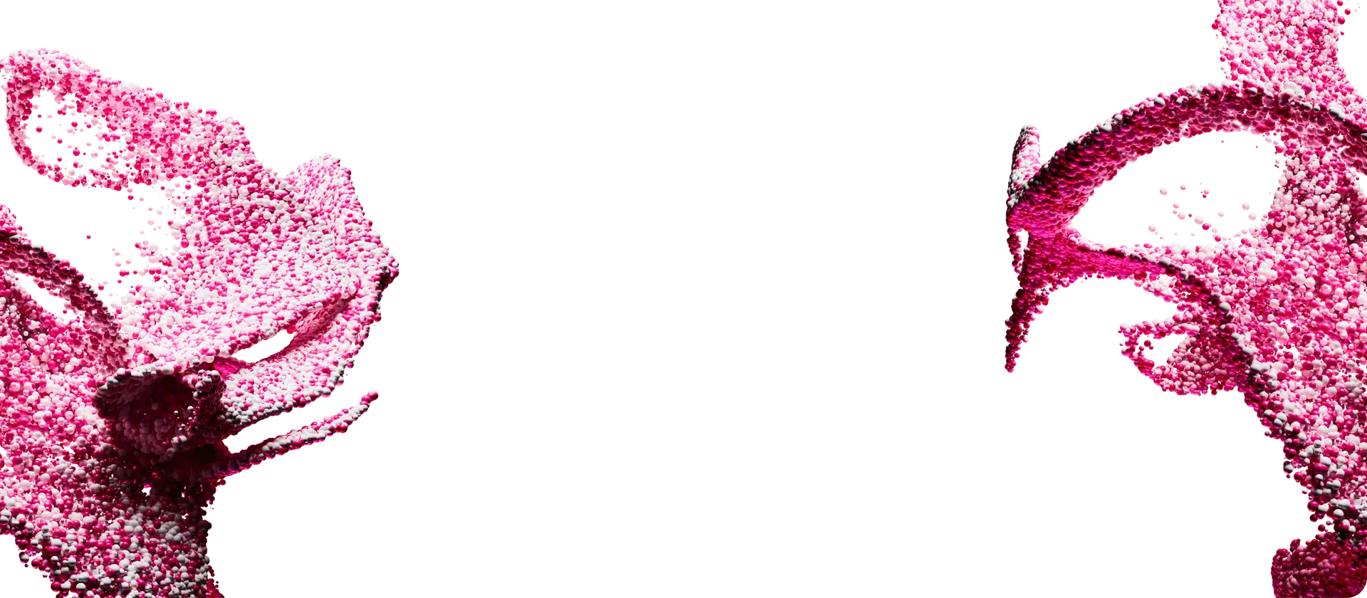 Image of abstract shape made from white and pink balls.